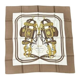 Hermès “Brides de Gala” Silk Scarf – Brown & Gold